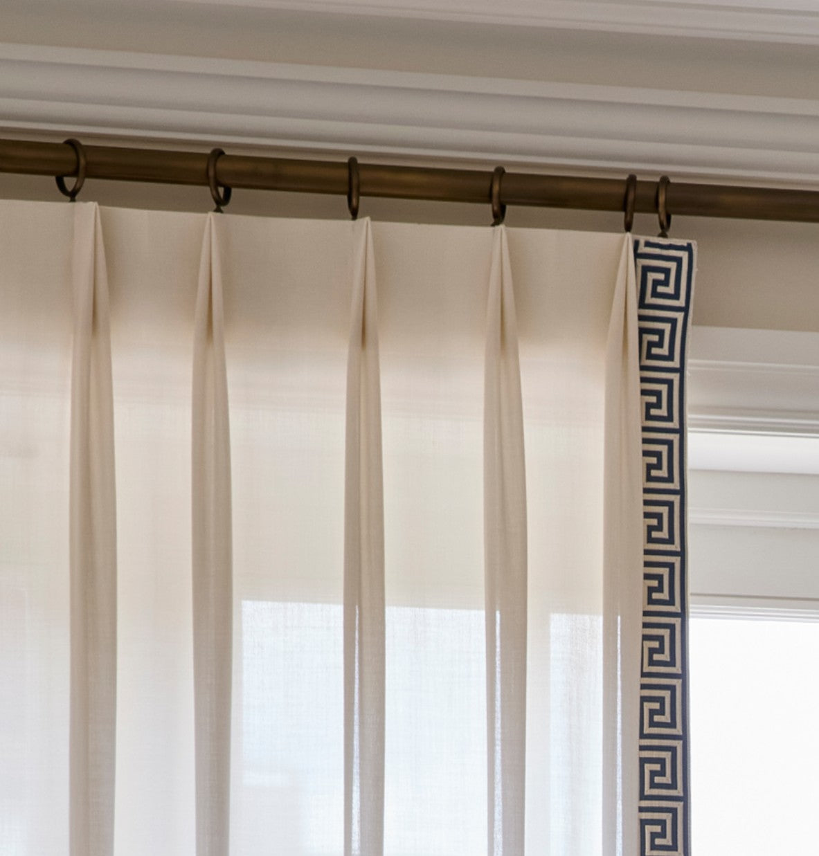 Tailored pleat or euro pleat curtain heading detail