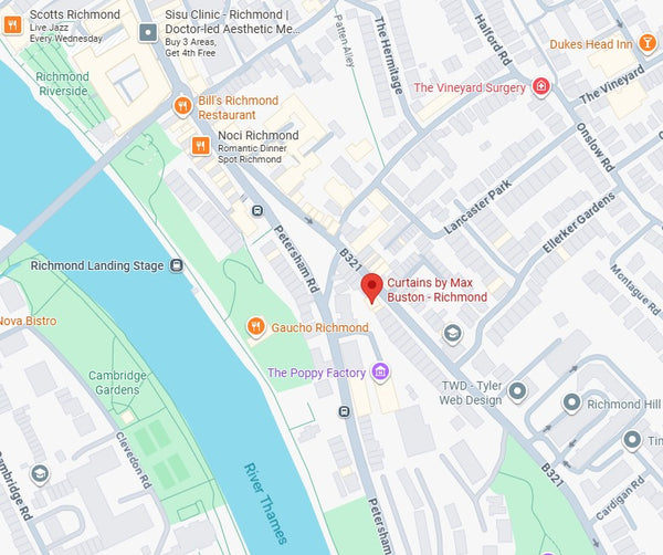 Map of Richmond with various locations marked, including rivers and roads.