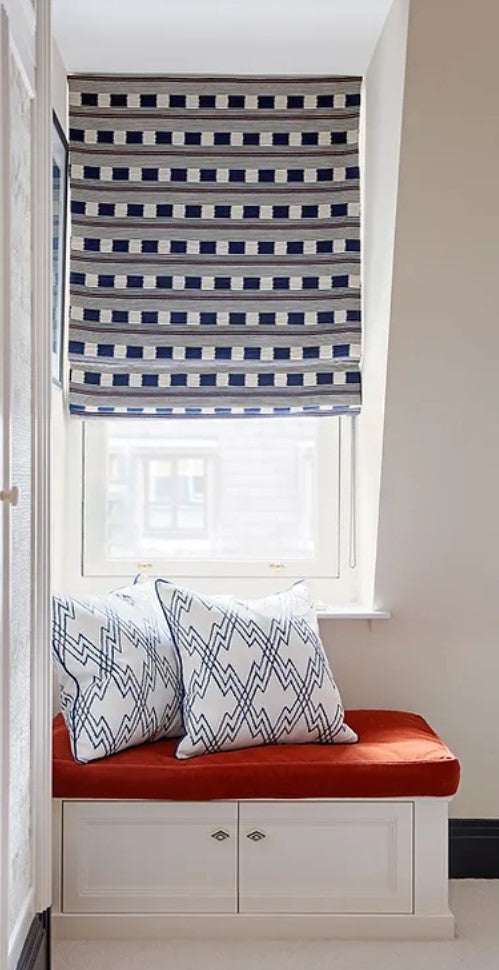 Recess Roman blind with fabric from Christopher Farr